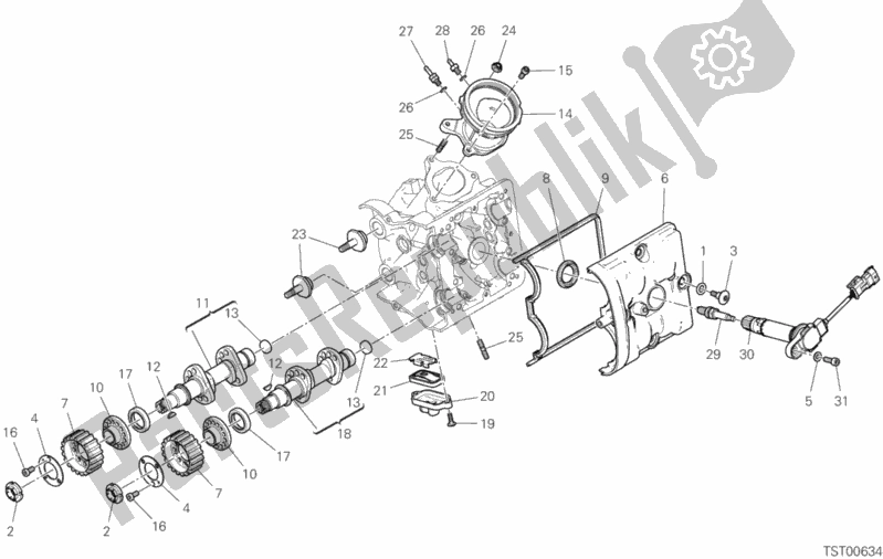 All parts for the Horizontal Head Timing System of the Ducati Hypermotard 950 SP USA 2020